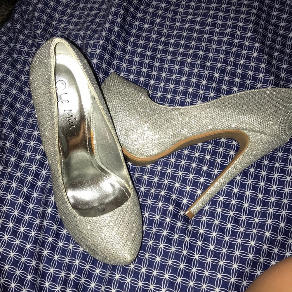 Silver high heels